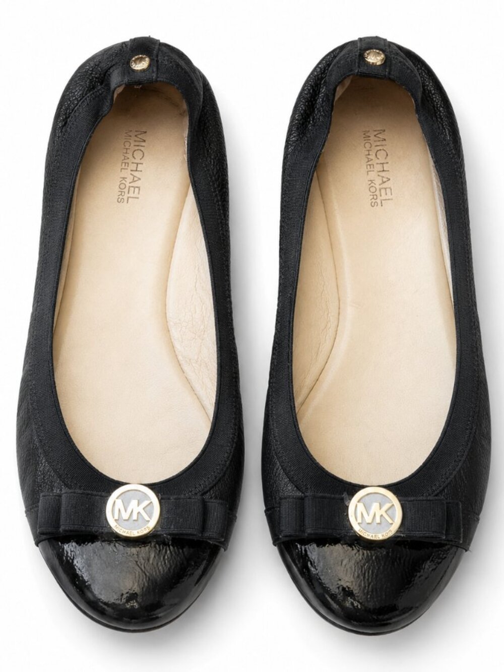 Michael Kors Black Patent Leather Logo Flats (Size 8.5)